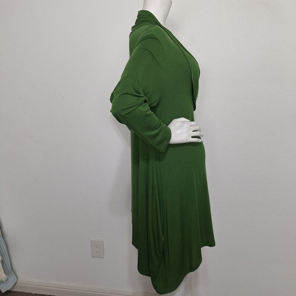 Bryn Walker Green Bohemian Retro Micro Modal Blend Cowl Neck Mini Dress Size M - Picture 6 of 13